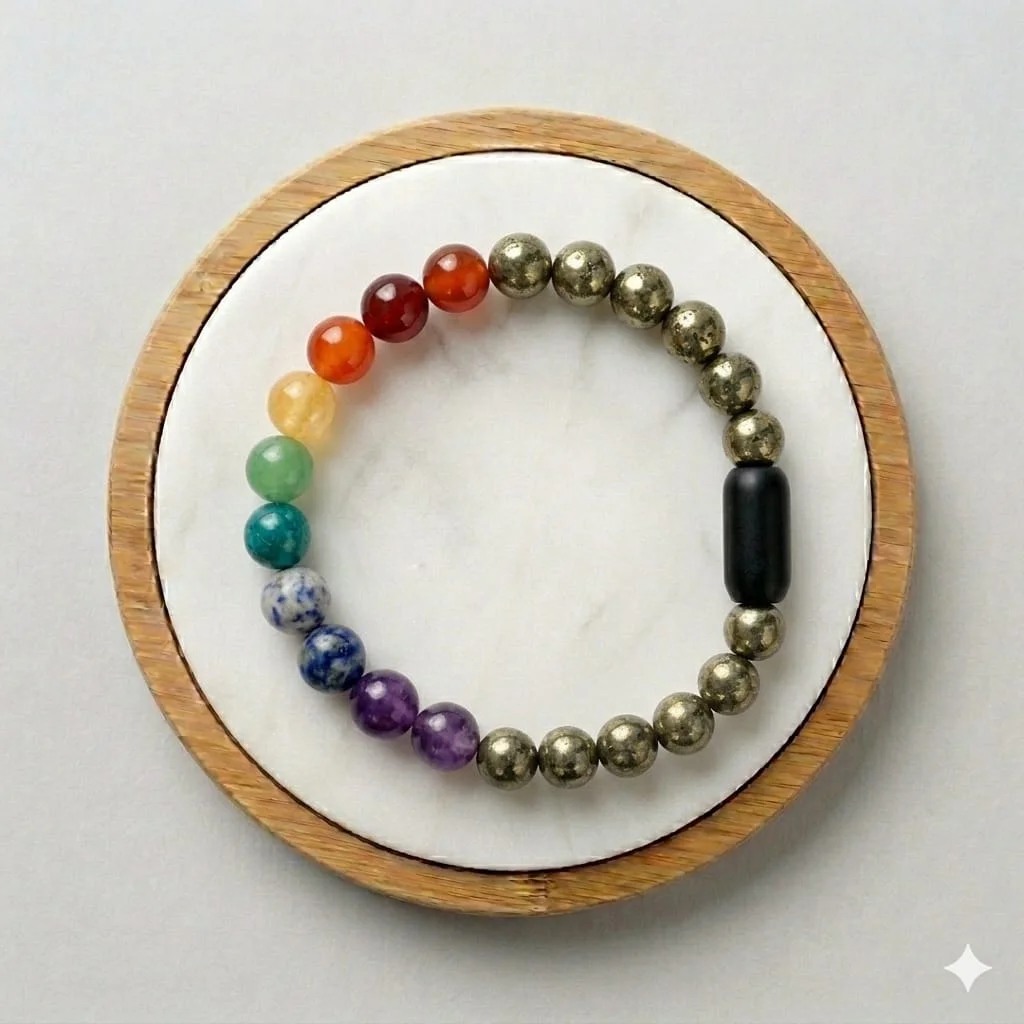 9 Chakra with Pyrite Wealth Attraction Bracelet