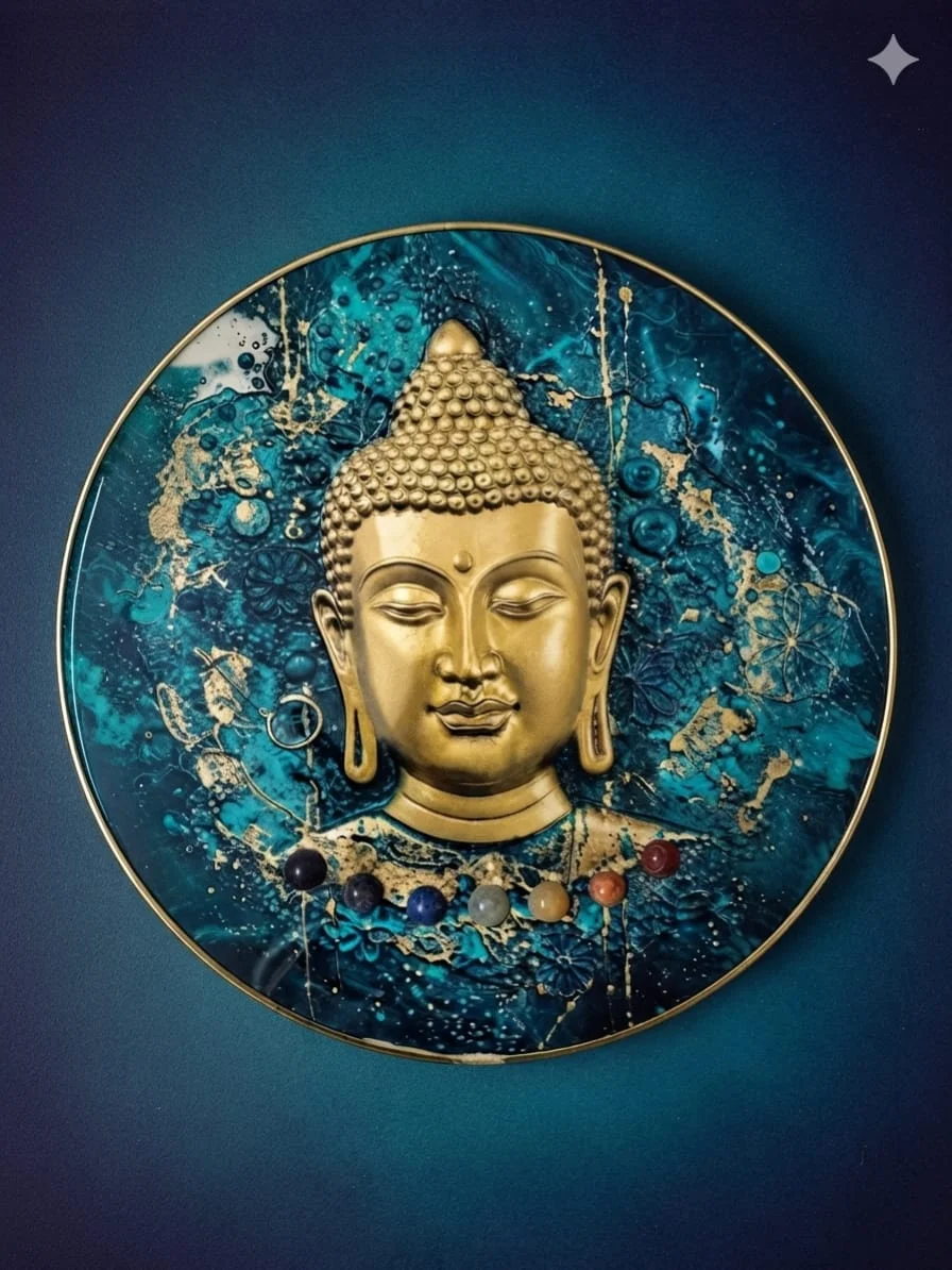 Buddha Frame with Seven Chakra Healing Crystals