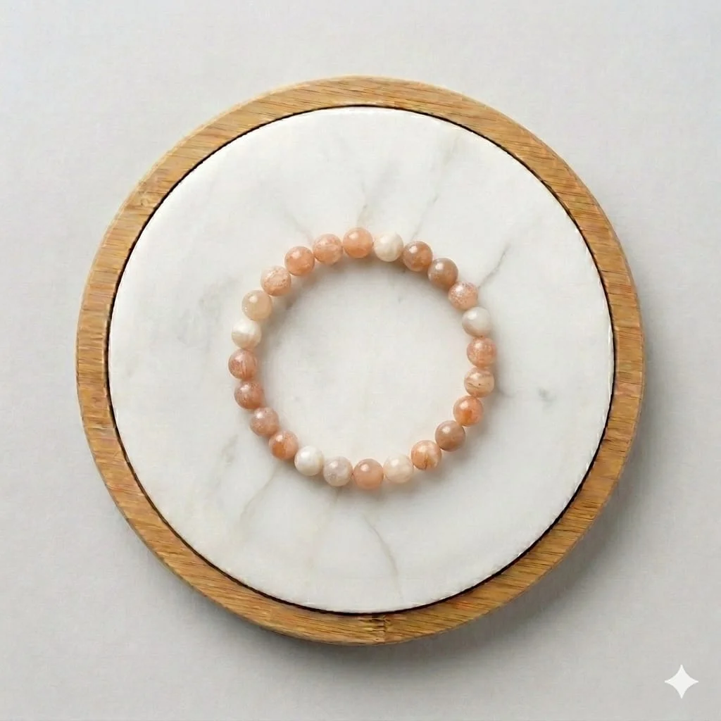 Peach Moonstone Healing Crystal Bracelet